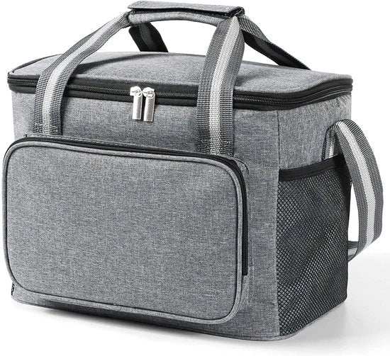 Termos - Borsa isolata per picnic - 15L - Grigio - Oxford 600D & PEVA - 4-6 ore Caldo & 6-8 ore Freddo - Impermeabile e resistente all'acqua - Costruzione a tre strati - Con cinturino per spalla