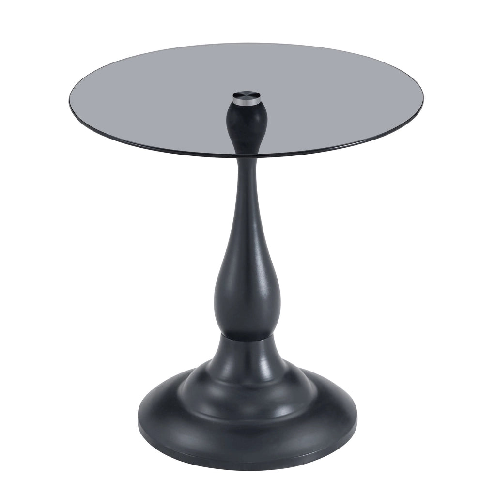 Tavolino rotondo in vetro temperato e metallo; ? 50 cm; nero