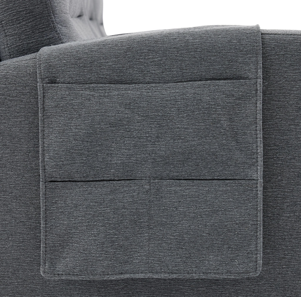 Divano angolare ULEVR 204x136x80 cm, 3 posti con chaise longue e tasche laterali, grigio