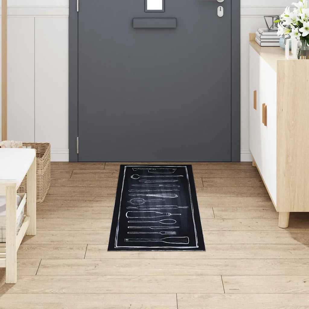 Tappeto da Cucina Nero 150 x 45 cm Velluto 42013432
