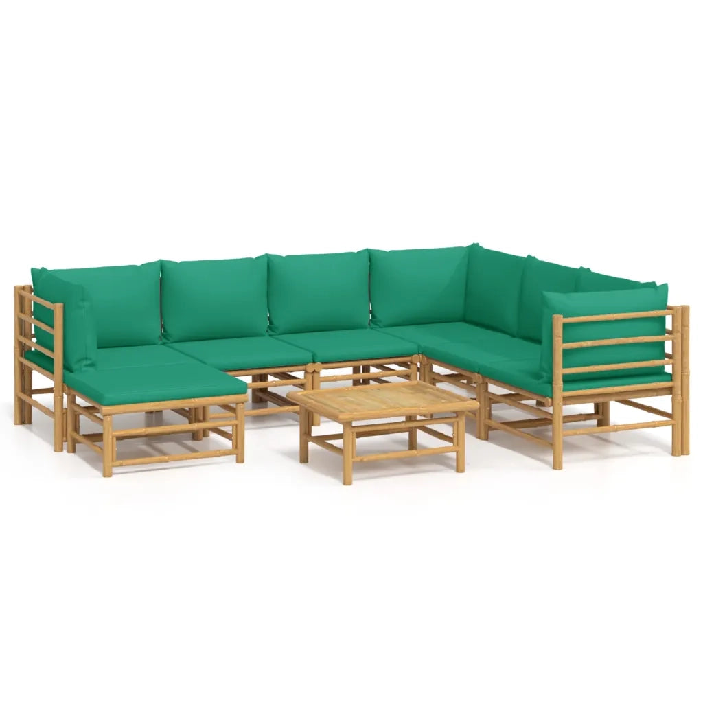 Set Salotto da Giardino 8pz con Cuscini Verdi Bambù 3155159