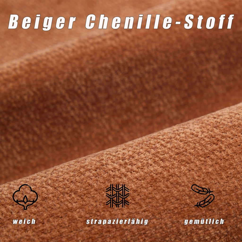 DIVANO 2 POSTI 127 cm in Chenille Marrone con braccioli