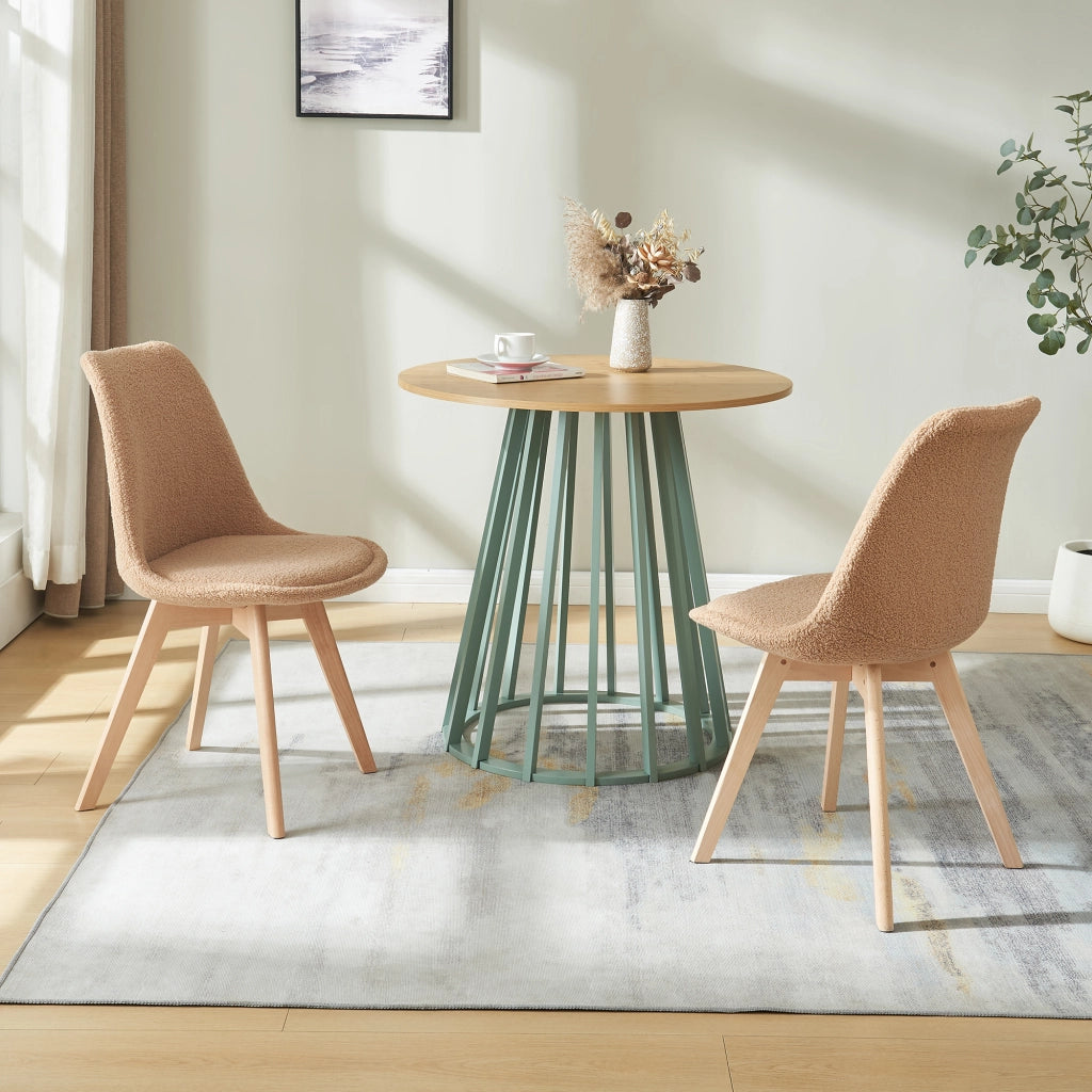Set Fläten di 2 Sedie da Sala con Seduta Imbottita Rivestimento in Tessuto Bouclé Tortora [en.casa]