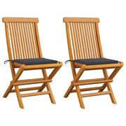 Sedie da Giardino con Cuscini Antracite 2 pz Massello di Teak cod mxl 7148