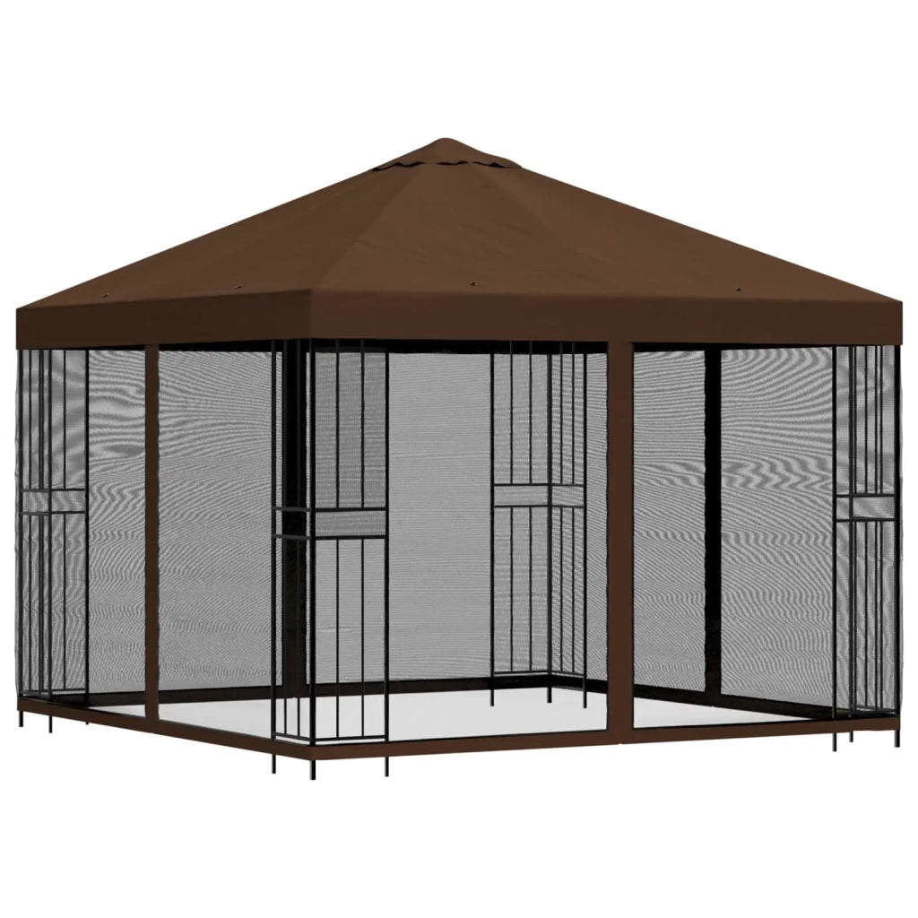 Gazebo | Pergolato da giardino con pareti laterali 3 x 3 m Marrone