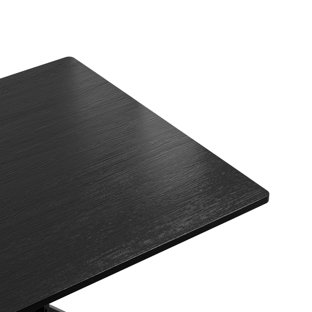 Tavolino 80x80x75 cm; struttura a X stabile; ferro e pannello truciolare; nero