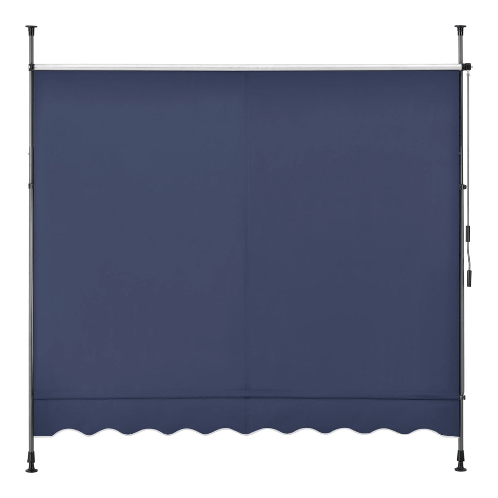 Tenda da Sole a Muro con Pali di Supporto Telescopici Parasole 400 x 120 cm (LxP) Blu Scuro pro.tec