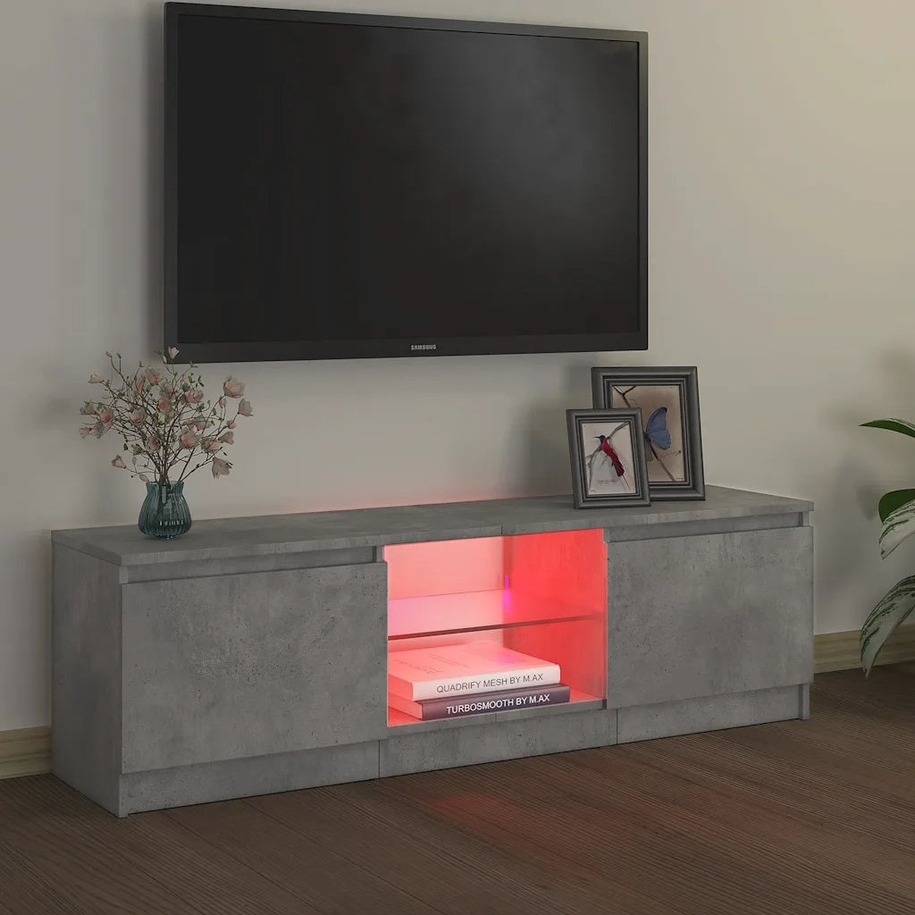 Mobile Porta TV con Luci LED Grigio Cemento 120x30x36 cm 804287