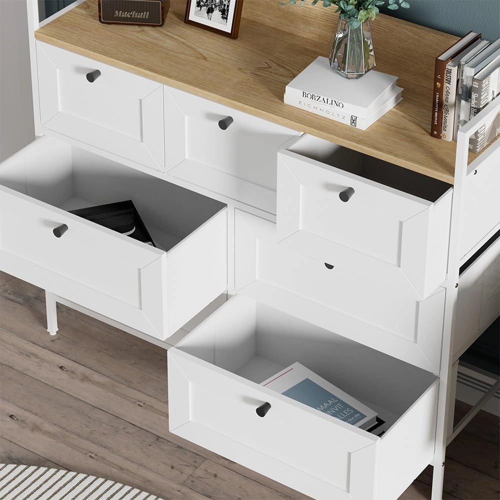 Cassettiera Belaro, Bianco, 98 x 85 cm con 7 cassetti, per riporre abiti e oggetti di uso quotidiano