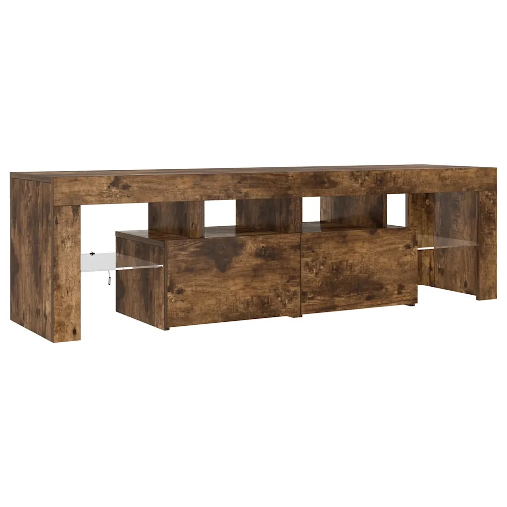 Mobile Porta TV con Luci LED-Credenza TV Rovere Fumo 60x38,5x48 cm