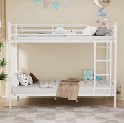 Letto a castello in acciaio bianco 90 x 190 cm con scala e sponde