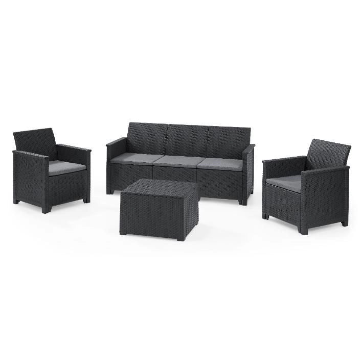 Keter Set Salottino Da Giardino Emma 3 Seat Grafite