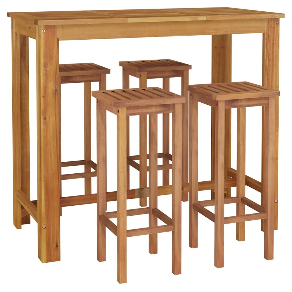 Set da pranzo da giardino 5 pezzi mobili da esterno legno massello di acacia 02_0013750