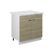Mobiletto base per cucina Fame-Line Pannello in quercia/Bianco 80 cm, PL Marmo Vicco