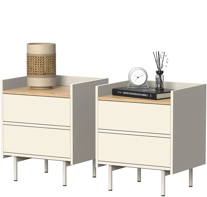 Comodino Velina, Crema, Set di 2