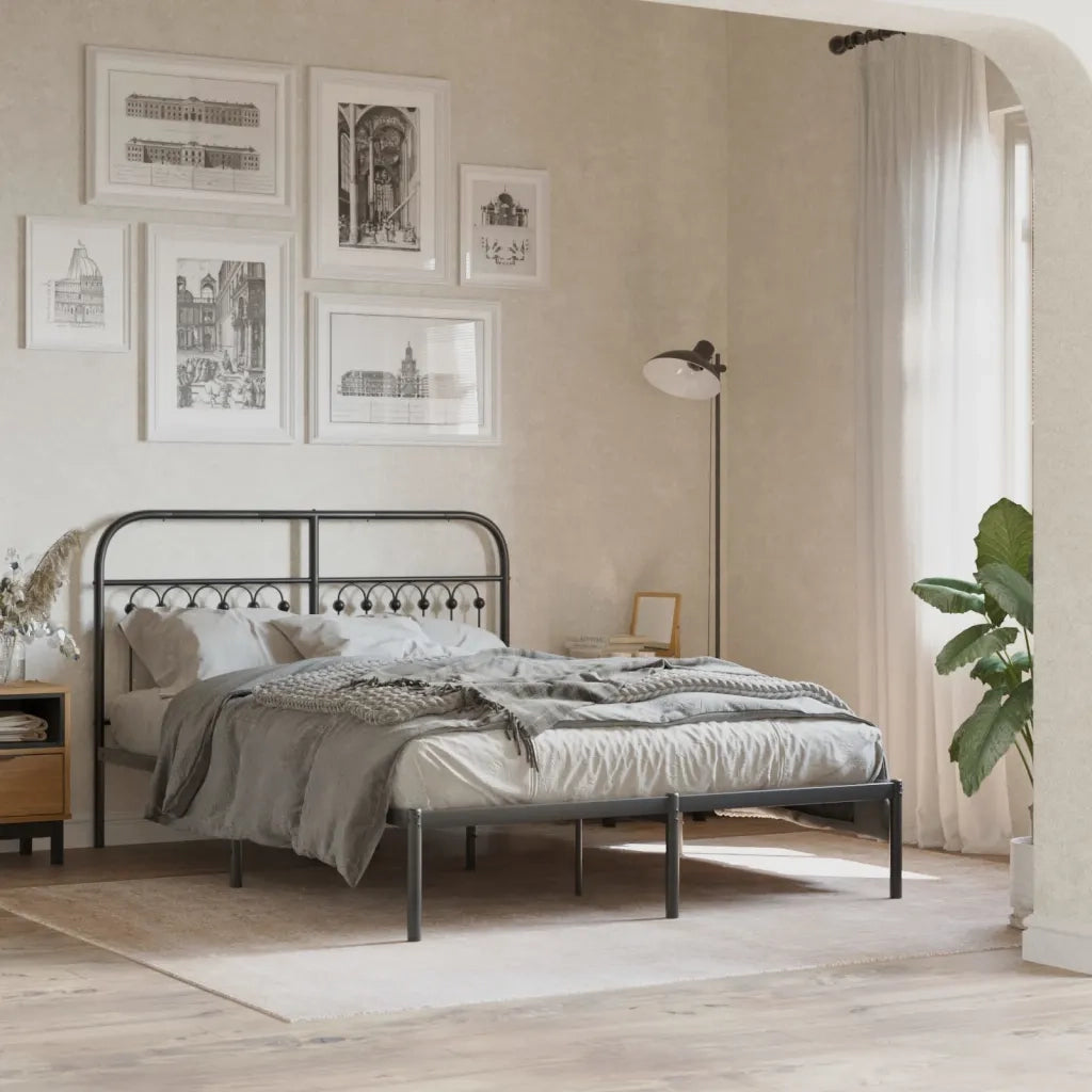 Giroletto con Testiera-Struttura Letto con testiera in Metallo Nero 140x200 cm 677184