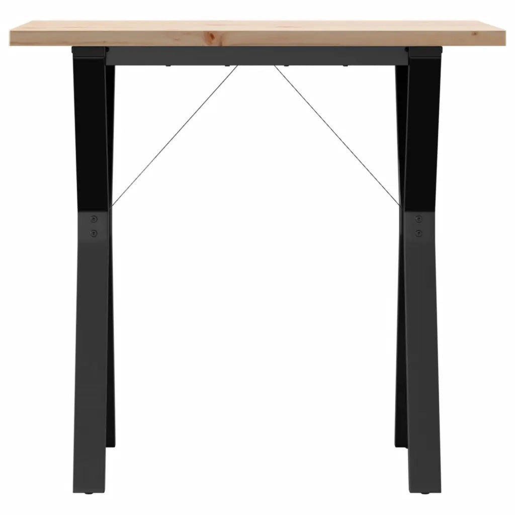 Tavolo da Pranzo Telaio a Y 80x50x75,5 cm Legno Pino e Acciaio