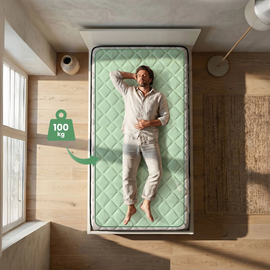 Letto con contenitore 100x200 cm rete sollevabile in metallo e materasso a molle Bianco