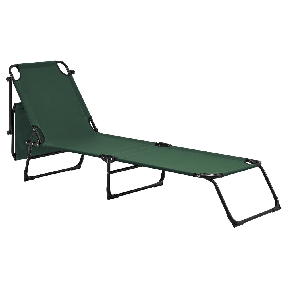 Set di 2 Lettini Prendisole Lomeda con Tettuccio Parasole e Schienale Reclinabile - Verde Scuro casa.pro