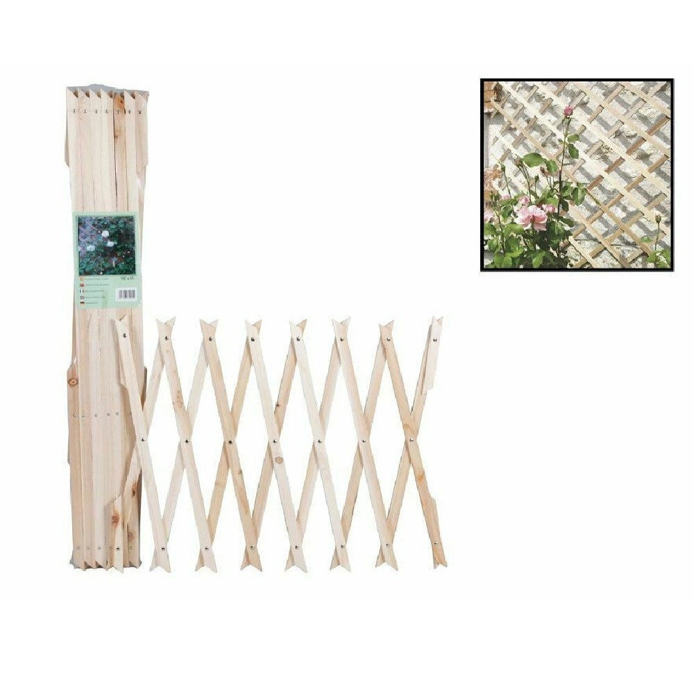 Trade Shop - Traliccio Legno Rete Estensibile Piante Rampicanti Staccionata 180x60 Cm 129682 -