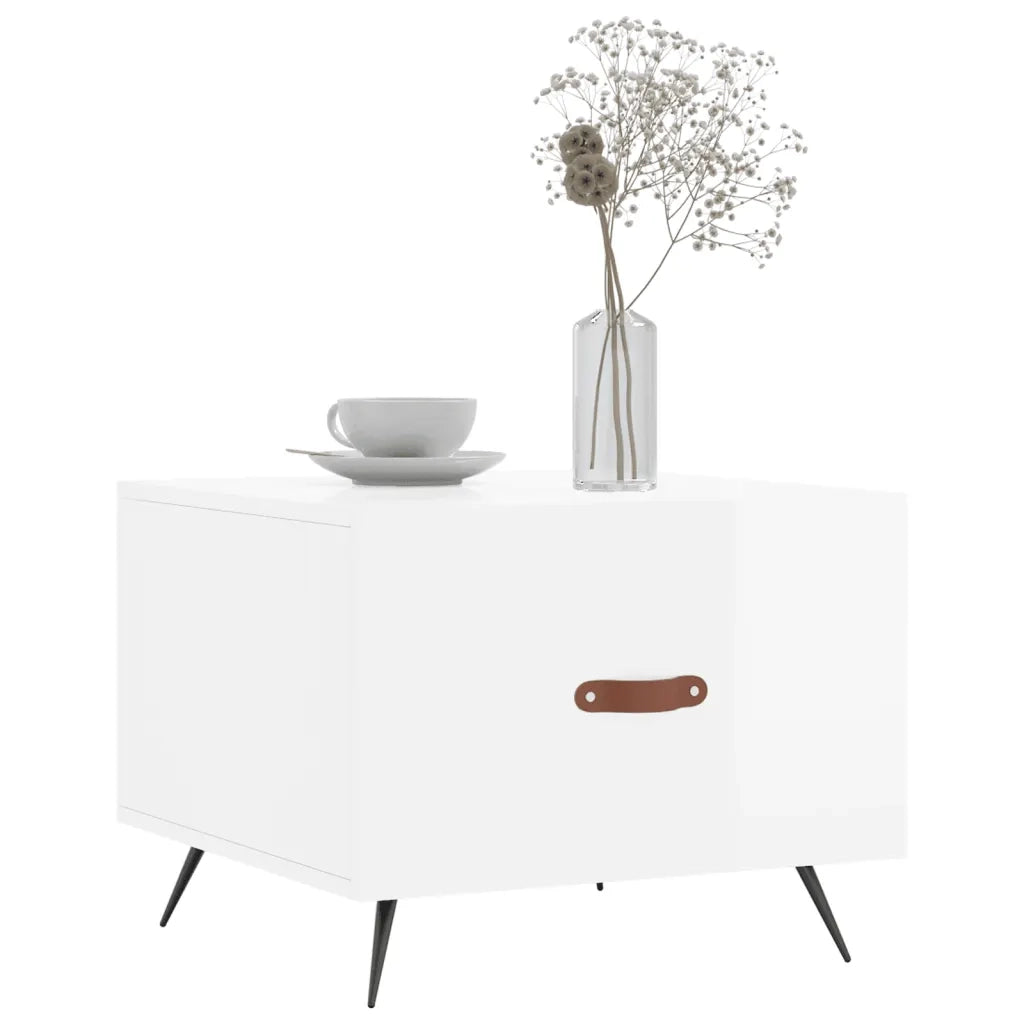 2 pz Tavolini salotto | Tavolino da caff¨¨ | Tavolino da Soggiorno Bianco Lucido 50x50x40cm Legno Multistrato
