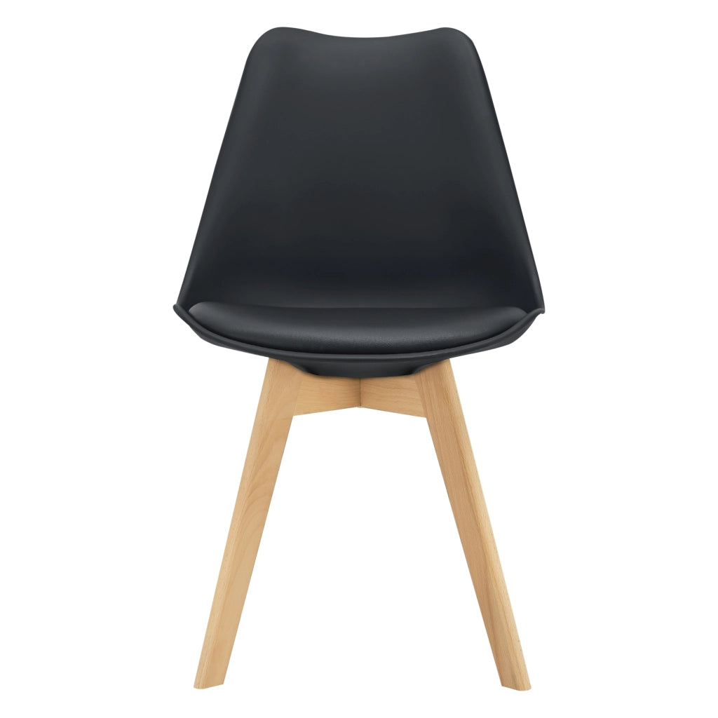 Set Fläten di 4 Sedie da Sala con Seduta Imbottita Rivestimento in Similpelle Nero [en.casa]