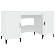 Scrivania tavolo postazione di lavoro mobile per computer studio finitura lucida 140 x 50 x 75 cm legno ingegnerizzato bianco 02_0023541