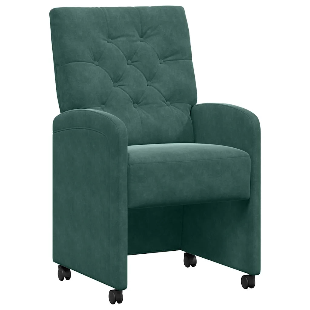 Sedie da Pranzo con Ruote 2 pcs Verde scuro 58 x 67 x 97 cm 42017868