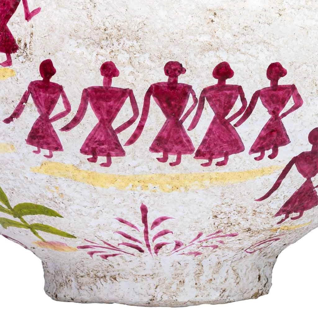 Vaso in cartapesta bianco dipinto a mano 37x37x40h cm