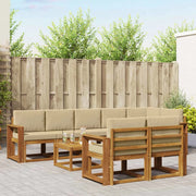 Set di divani da esterno con cuscino 9 pcs Naturale e Beige