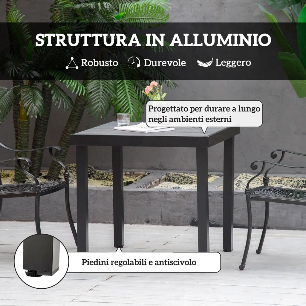 Tavolo da Giardino 78x78 cm Tavola da Pranzo Effetto Legno Nero