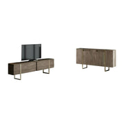 Pignano, set Mobili da Soggiorno Modulabile, Marrone Noce