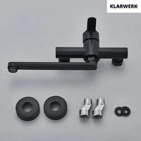 MAX | rubinetto miscelatore catering a parete nero | rubinetto cucina professionale in acciaio inox lungo e piatto | ristorante a parete bocca dritta