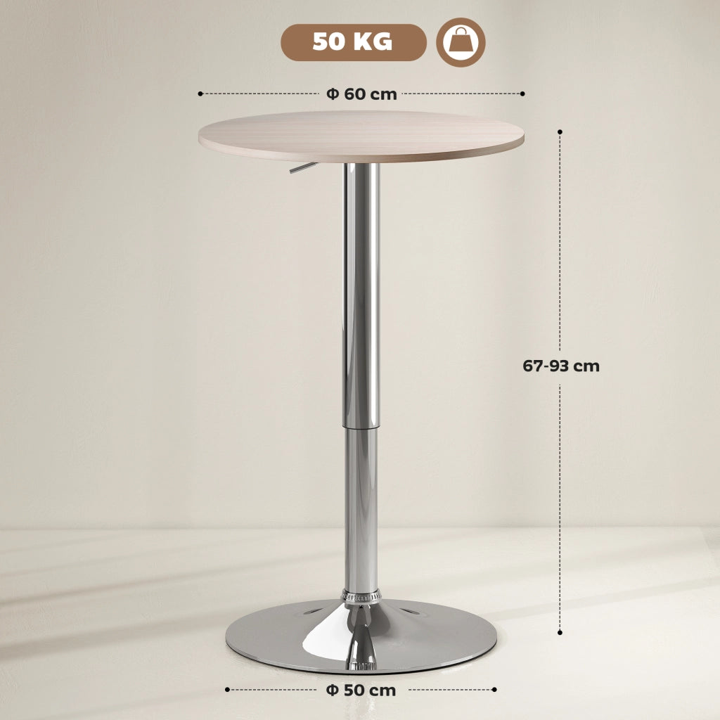 Tavolo da bar girevole regolabile in altezza ¨C Xylo ¨C Base rotonda ?60x67-93cm naturale