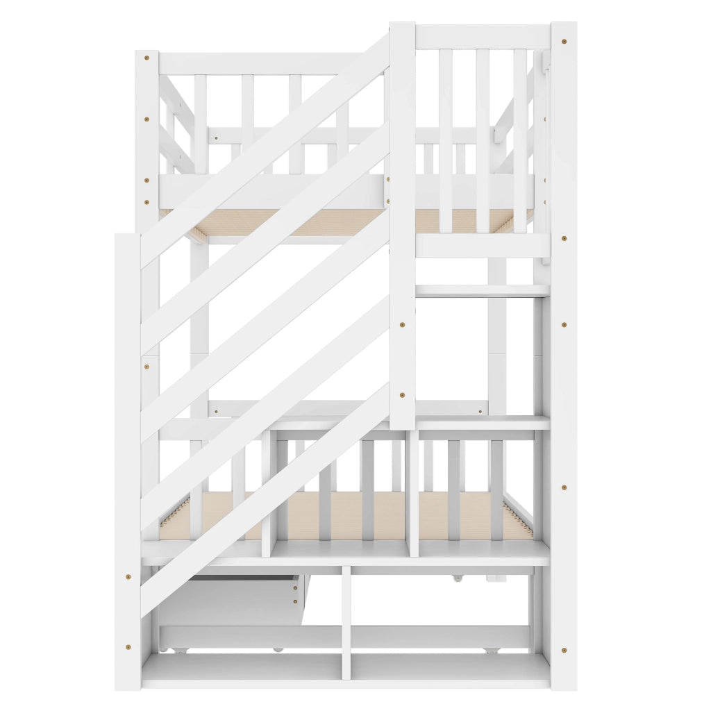 LETTO a castello 90x200 cm con letto estraibile, 2 cassetti, bianco