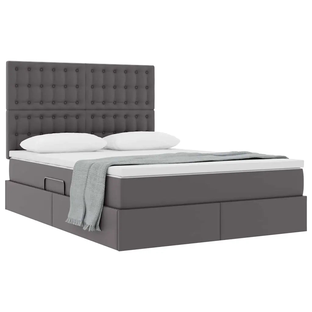 Letto con Contenitore Grigio 140 x 200 cm Pelle Sintetica 3371671
