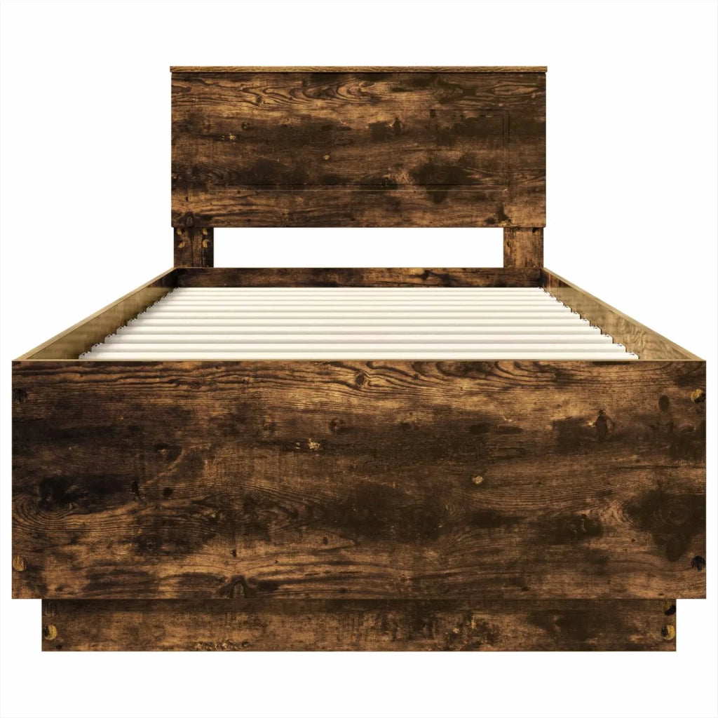 Struttura del letto con testiera Rovere Fumo 90 x 200 cm 3408212
