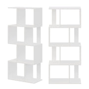 Libreria a colonna bianca aperta, mobile da biblioteca in stile loft moderno, 140 cm