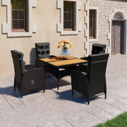 Set Mobili da Pranzo per Giardino 5 pz Polyrattan e Acacia Nero 3058529