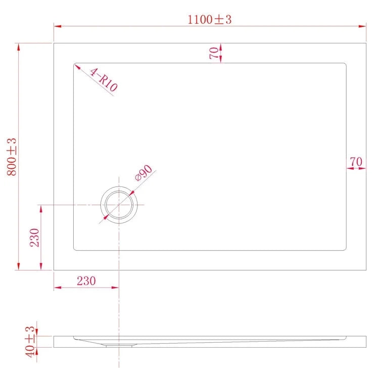 Piatto Doccia Slim 80x110x4 cm Rettangolare Acrilico Bordato Bianco Lucido mod. Flower