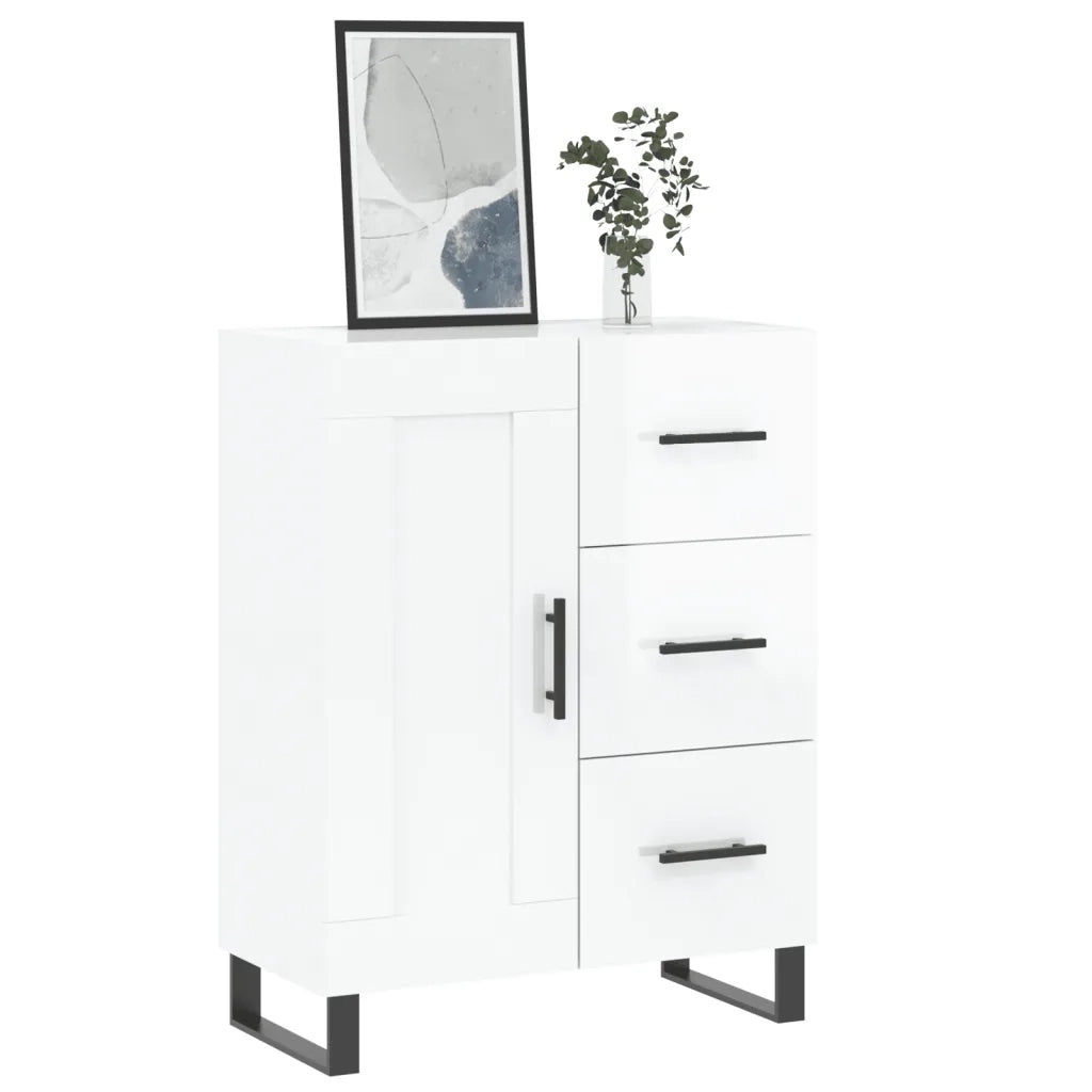 Credenza | Madia | Buffet da pranzo | Armadio da pranzo 69,5x34x90 cm in Legno Multistrato Bianco Lucido