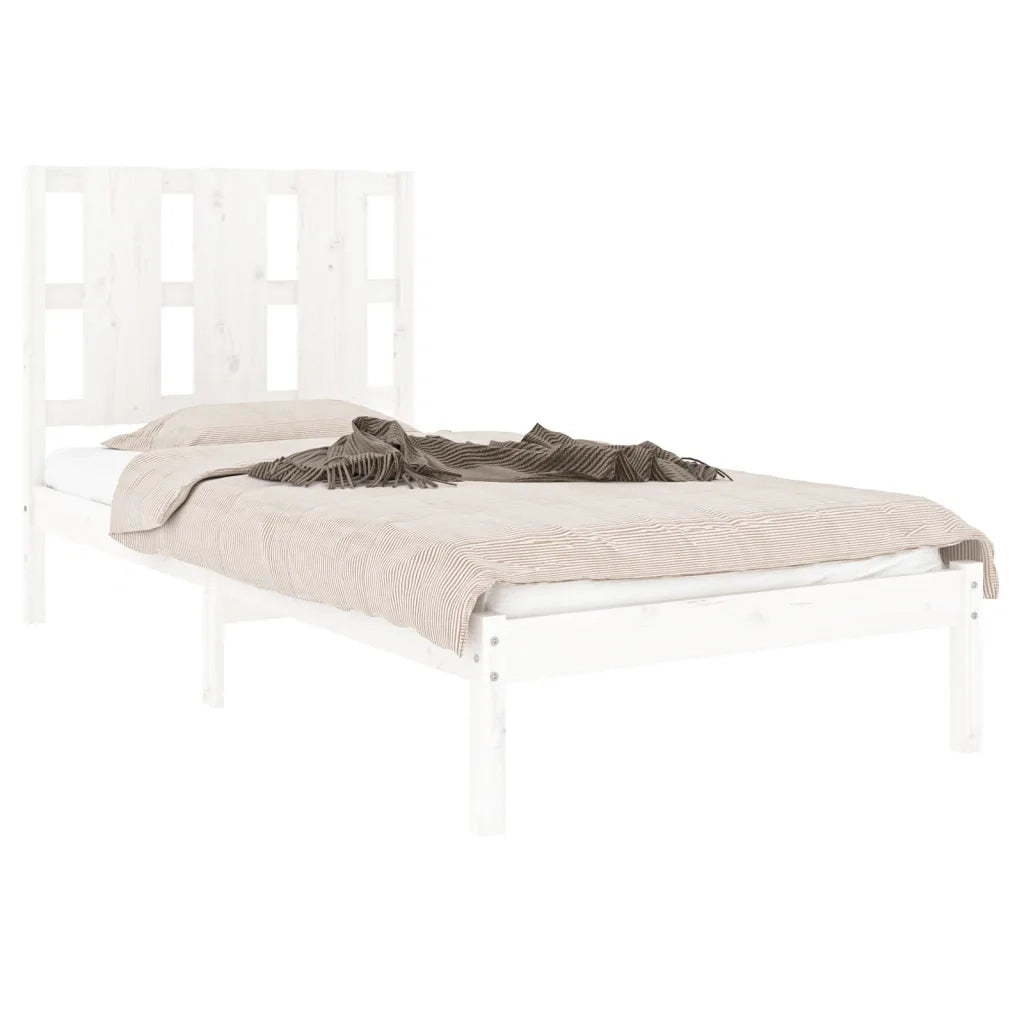 Giroletto senza Materasso-Struttura Letto Bianco 90x200 cm Legno Massello Pino 254924