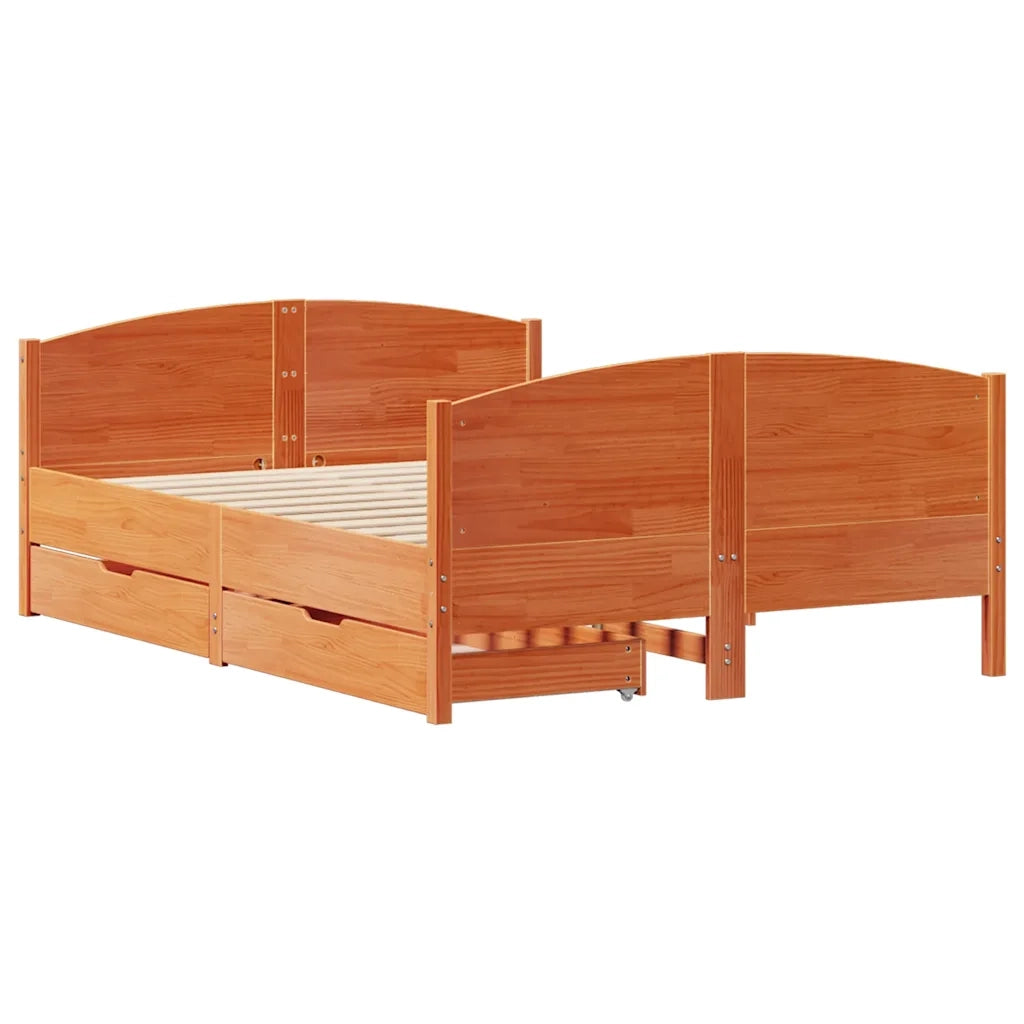 vidaXL Letto senza Materasso Marrone Cera 120x190 cm in Legno di Pino
