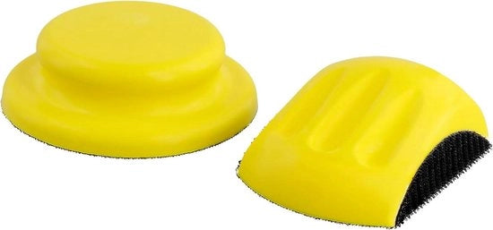 Kit di abrasione a mano, blocco di abrasione a mano - 125mm - 2 pezzi - disco a gancio e anello - forma di topo e rotonda - lavori di abrasione - qualità professionale