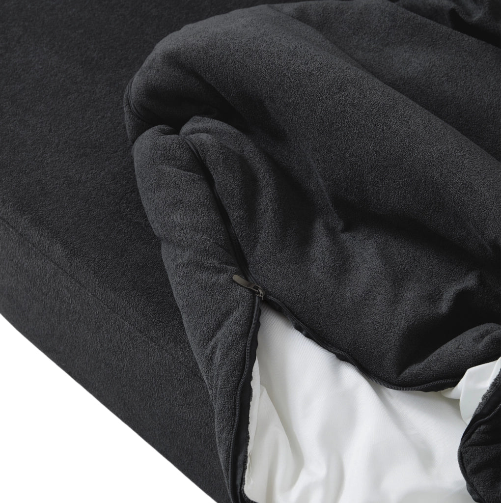 Divano letto pieghevole 3 in 1 in flanella con schiuma memory sfoderabile; nero