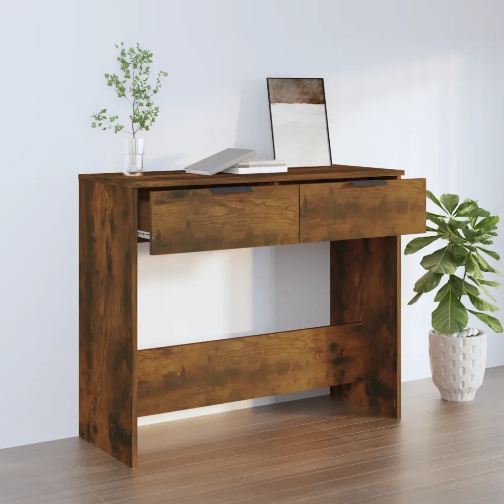 Tavolino Consolle-Tavolino da soggiorno-Tavolo Rovere Fumo 90x36x75 cm in Legno Multistrato