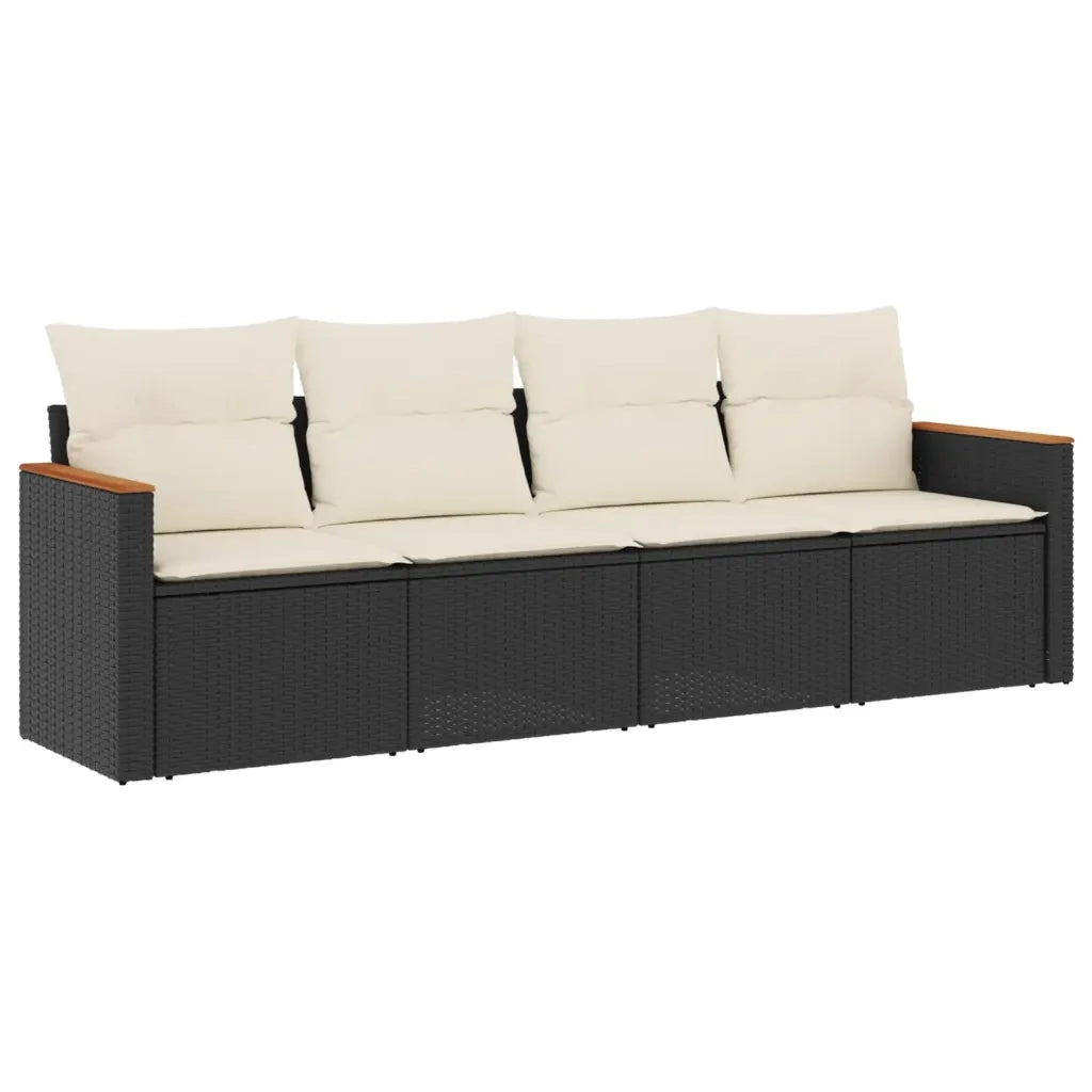 Set Divani da Giardino 4 pz con Cuscini Nero in Polyrattancod mxl 113039