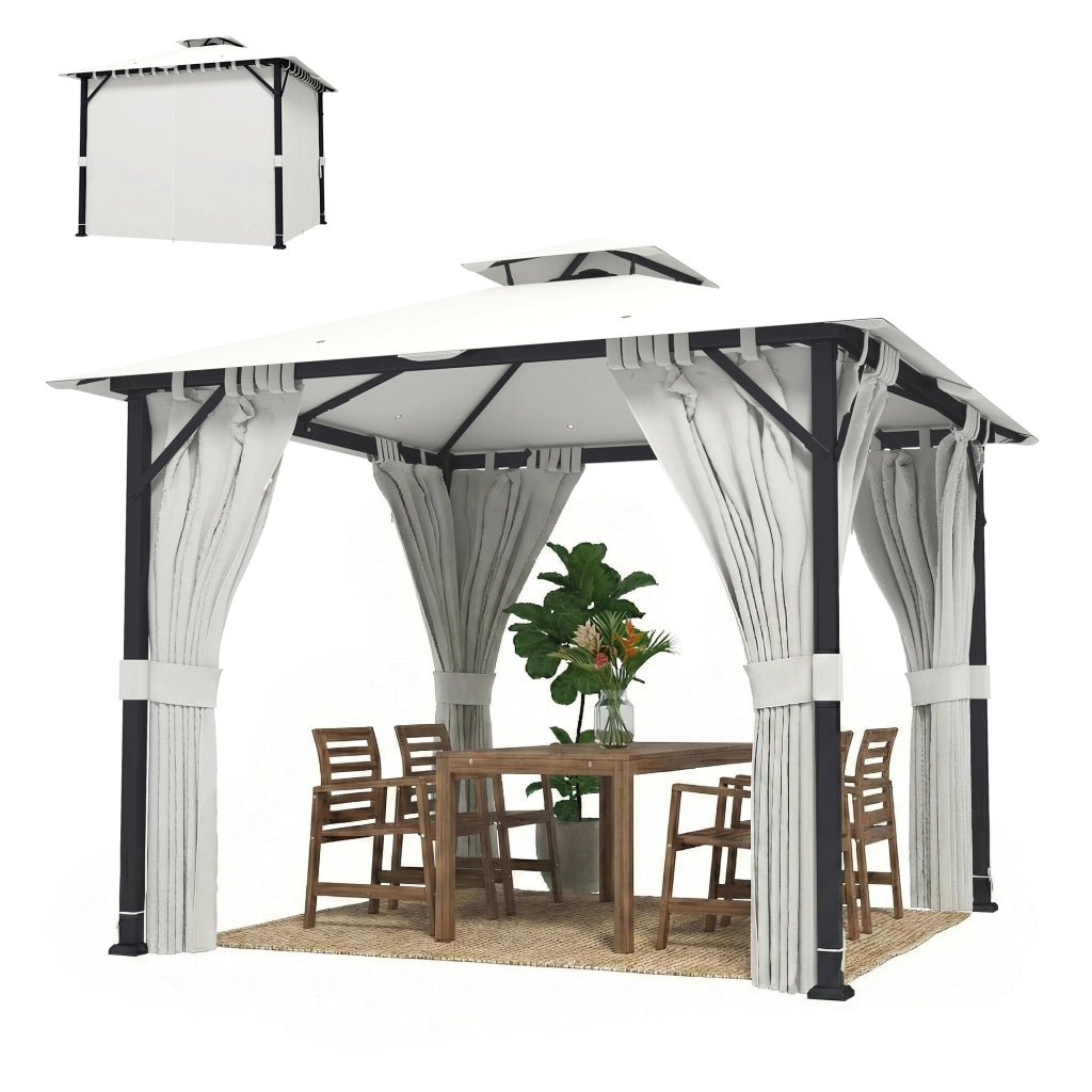 Tonnelle da giardino 3x3m ¨C zephmum ¨C crema, metallo, 300x300x250 cm