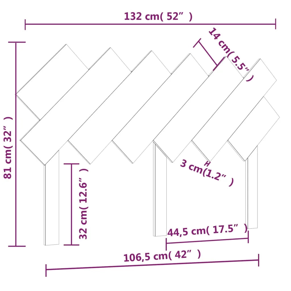 Testiera | Testata per Letto Bianca 132x3x81 cm Legno Massello di Pino