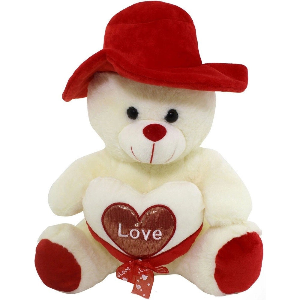 Trade Shop - Orso In Peluche Con Cuore Love Cappello Pupazzo Regalo San Valentino 35 Cm 67921 -